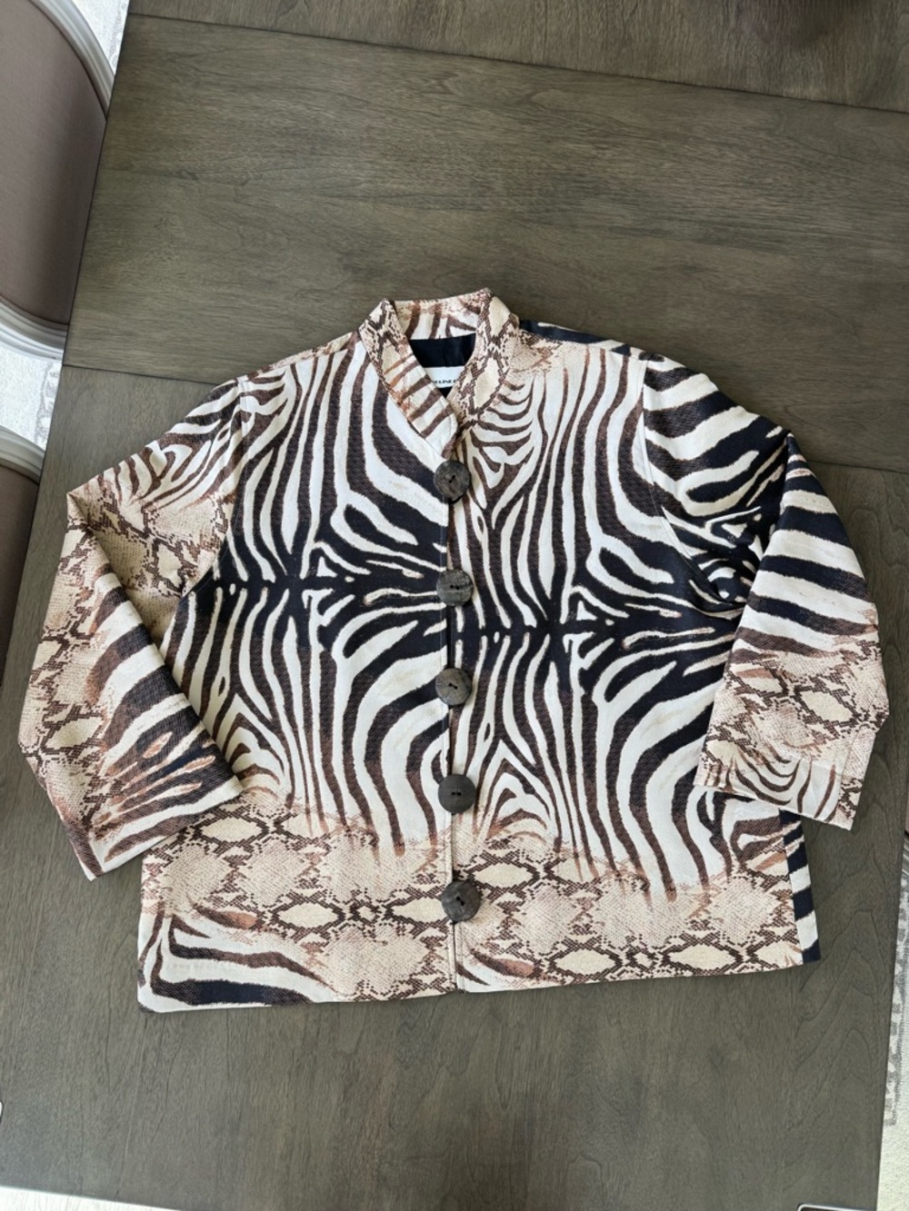 Caroline Rose Jacket Zebra Snake Animal Print No Size Tag Measures as 3X